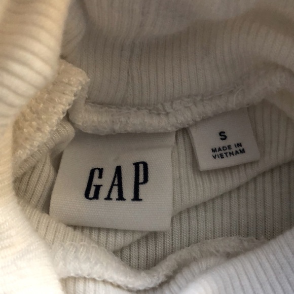 Gap White Modal & Spandex Soft Cozy Turtleneck Ribbed Long Sleeve Layering Top - Picture 7 of 10